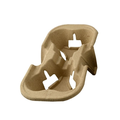 Disposable Biodegradable Paper Cup Carrier Tray 2 Cups Untearable , Cup Holders Natural Color
